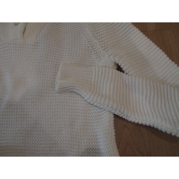 Evereve Cream Cotton Knit Pullover Sweater Collared Button XS Extra‎ Small - Picture 6 of 7